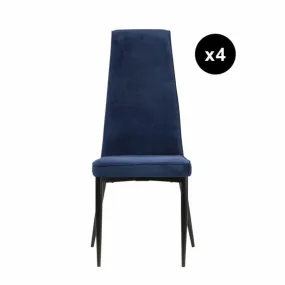 Lot de 4 chaises en velours et en metal PRESTIGE Bleu  | 3 Suisses