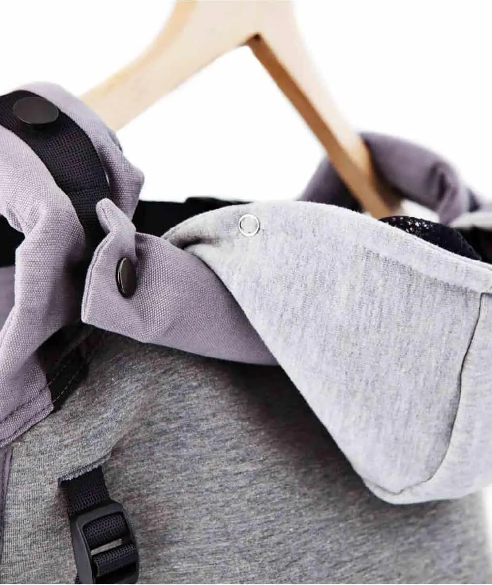 Love Radius : Porte bébé Physiologique 'Hoodie Carrier Pack' - Gris Flanelle - 100% Ecoresponsable - Mer(e)veilleuse