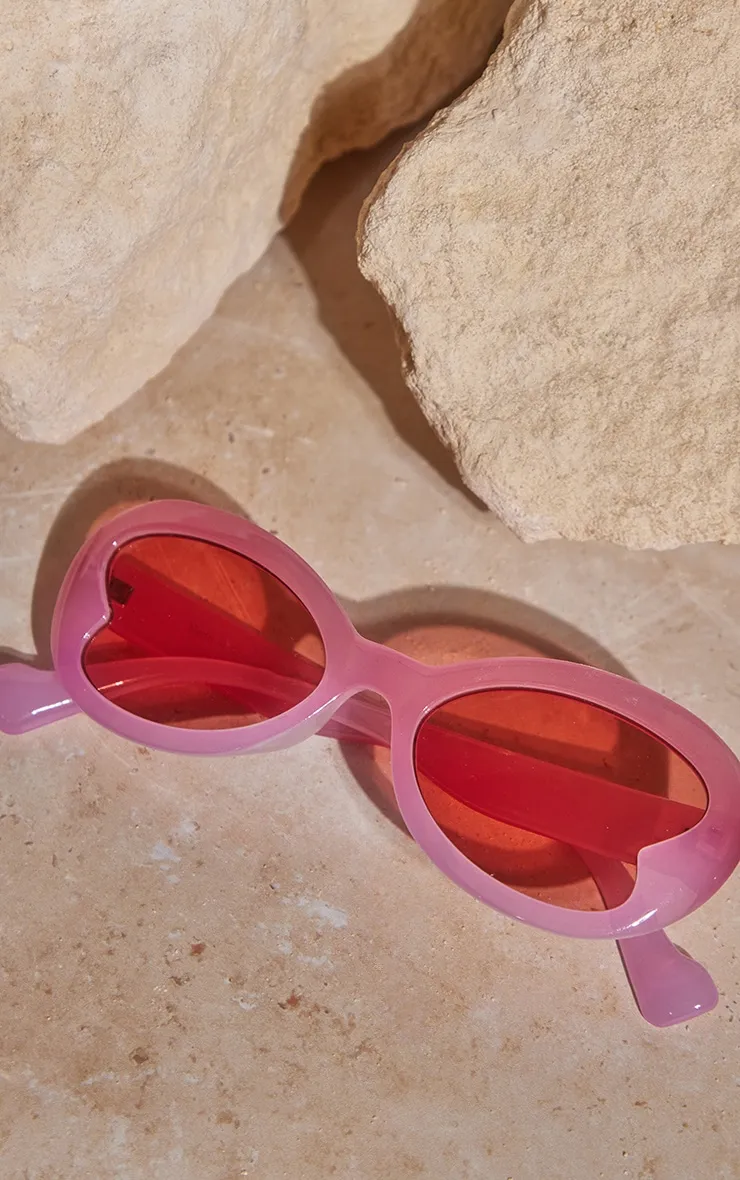 Lunettes de soleil rétro en coeur roses