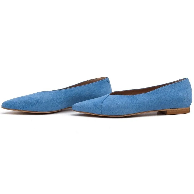 Marco Shoes Ballerines bleues en daim naturel