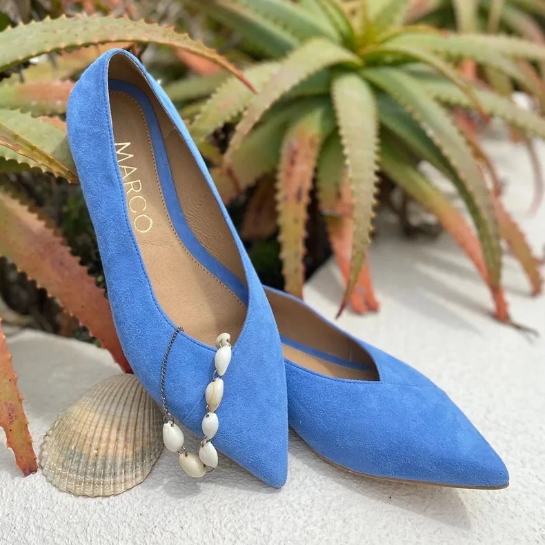 Marco Shoes Ballerines bleues en daim naturel