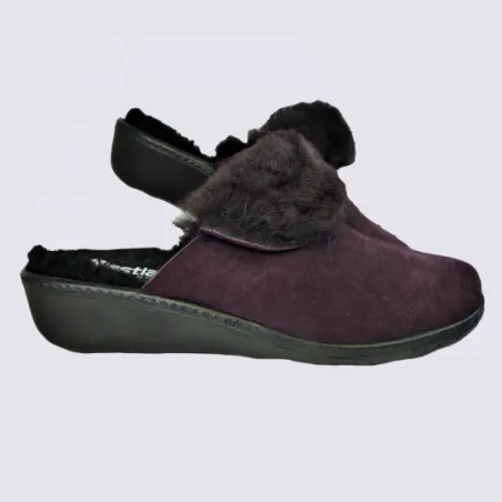 Mules Westland by Josef Seibel, mules fourrées femme aubergine | Igert Chaussures&Maroquinerie