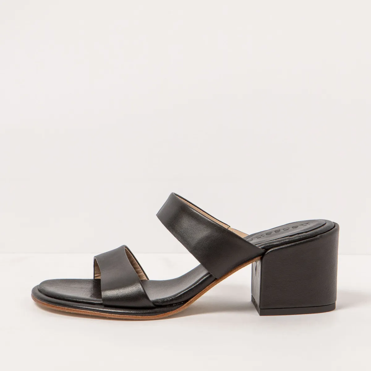 Mules à talon bottier en cuir - Noir