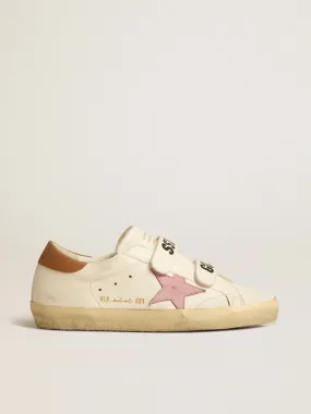 Old School en cuir nappa avec étoile en cuir rose et doublure en shearling beige | Golden Goose