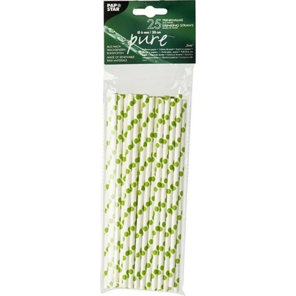 Pailles en papier Ø6mm · 20cm couleurs assorties 'dots' par 500