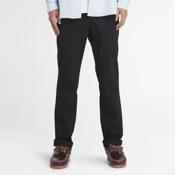 Pantalon chino en sergé extensible pour homme en noir