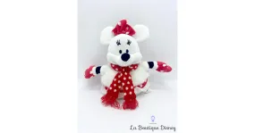 Peluche Minnie Mouse Bonhomme de neige Disneyland Paris Disney Noel blanc rouge 18 cm