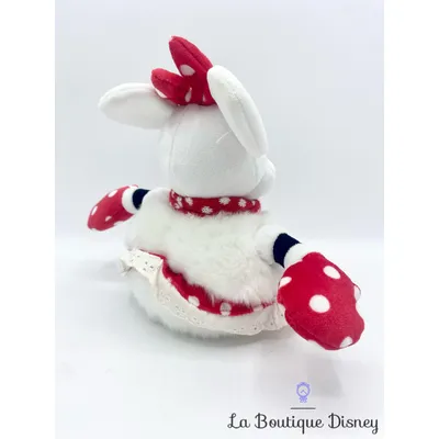 Peluche Minnie Mouse Bonhomme de neige Disneyland Paris Disney Noel blanc rouge 18 cm