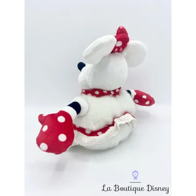 Peluche Minnie Mouse Bonhomme de neige Disneyland Paris Disney Noel blanc rouge 18 cm