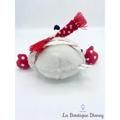 Peluche Minnie Mouse Bonhomme de neige Disneyland Paris Disney Noel blanc rouge 18 cm