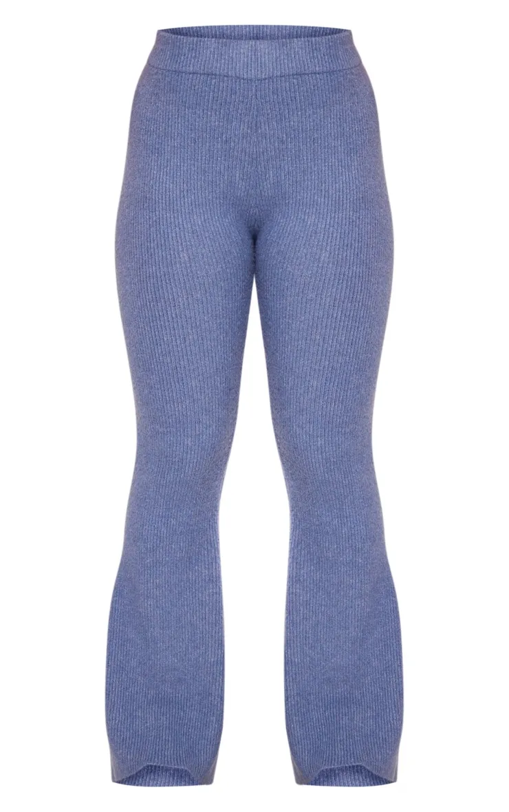 Petite Pantalon flare en maille tricot deluxe bleue