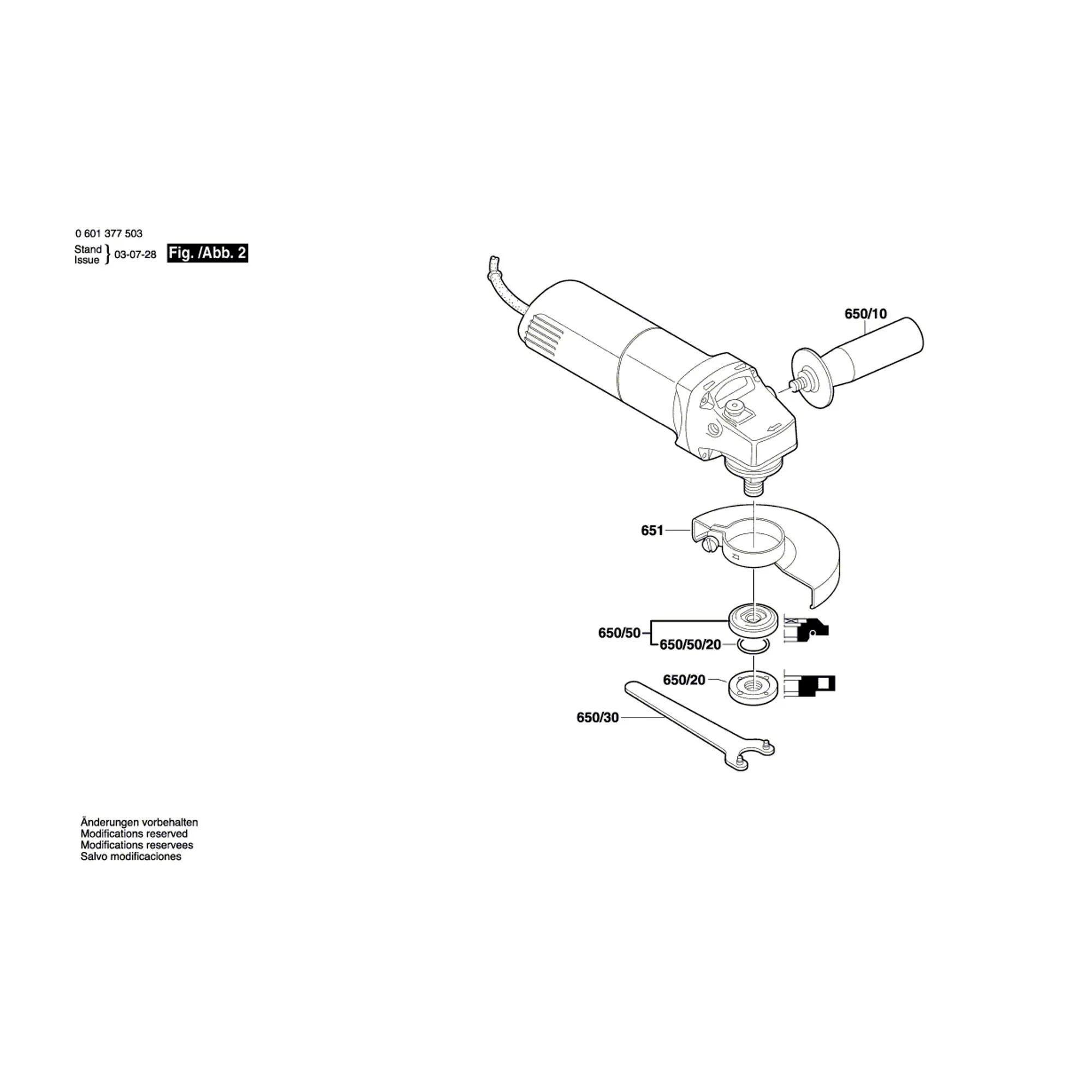 Pièces détachées Meuleuse BOSCH GWS 850 C 0601377503