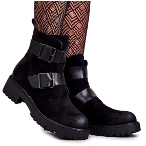 PJ1 Bottines femme en daim avec fermeture éclair Noir Gritta le noir