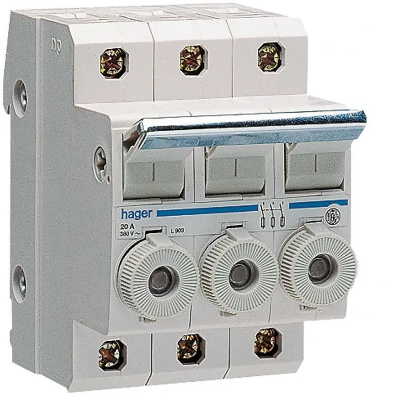 Porte-fusible combiné 3P 20A 380V L38 3M avec cartouche (L95300)