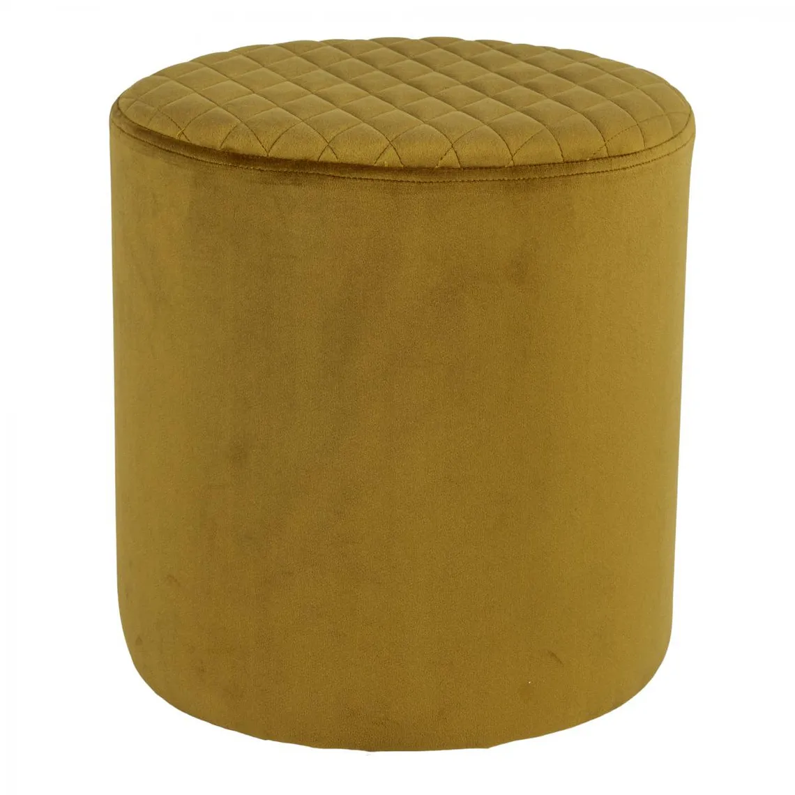 Pouf en Bois EJBY Velours Jaune Moutarde | 3 Suisses