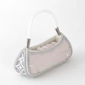 Présentoir porte bagues sac à main tissu rose rose