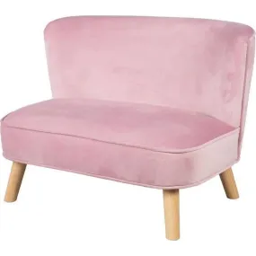 ROBA Canapé Enfant en Velours Lil Sofa - Style Scandinave - Pieds en Bois Massif - Rose rose - Roba