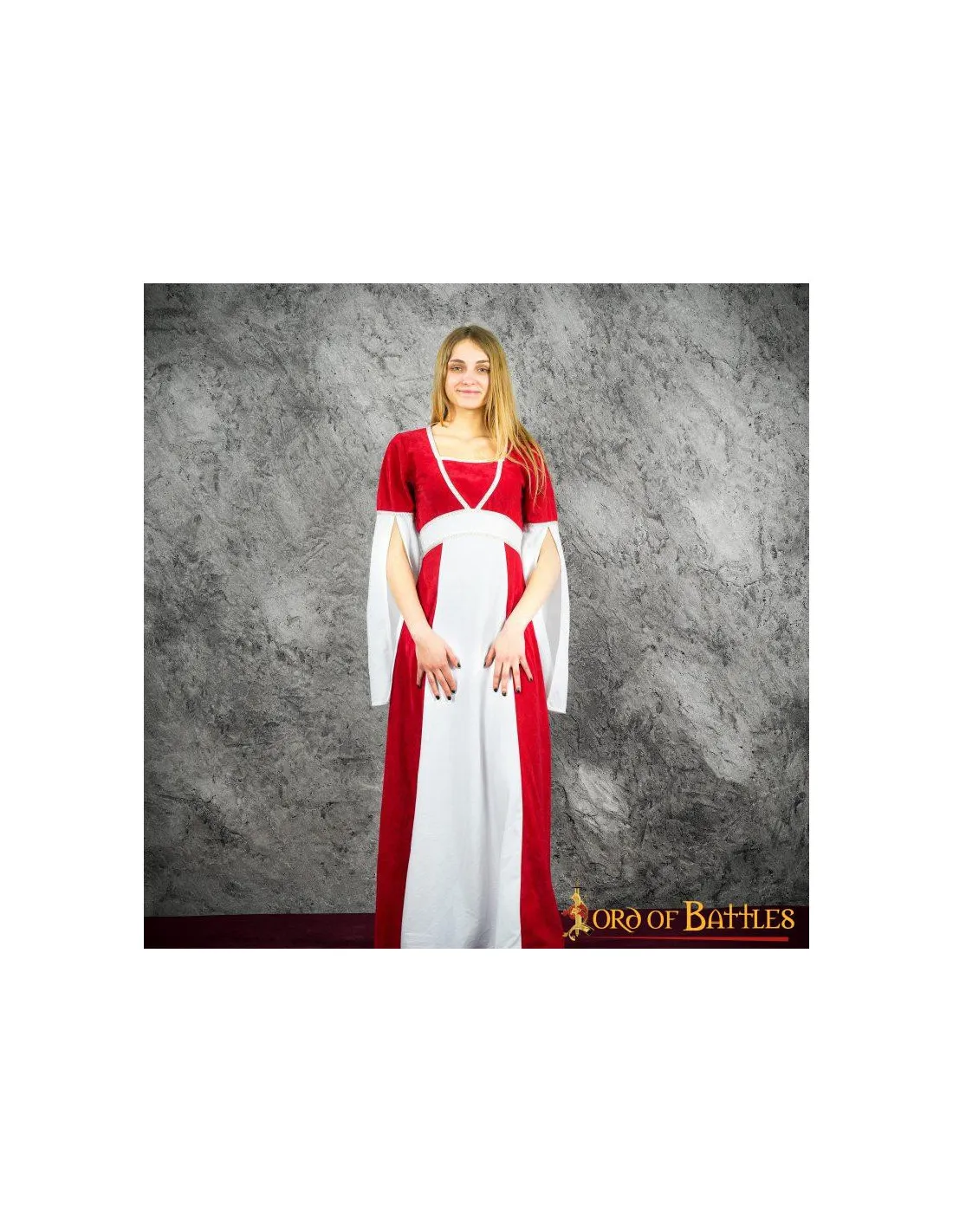 Robe médiévale Inés en daim - Rouge ⚔️ Boutique Épées