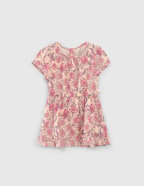 Robe rose imprimé floral cachemire Lenzing™ Ecovero™ bébé fille