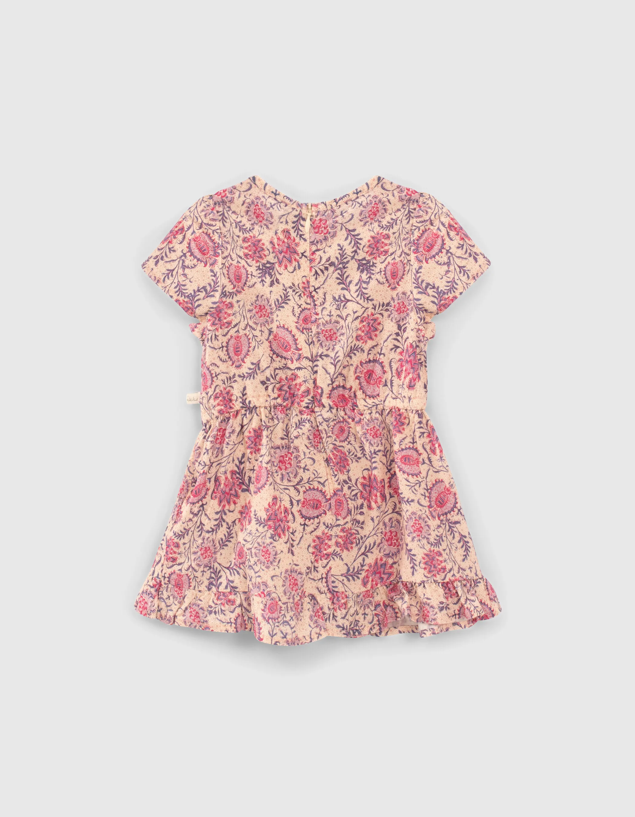 Robe rose imprimé floral cachemire Lenzing™ Ecovero™ bébé fille