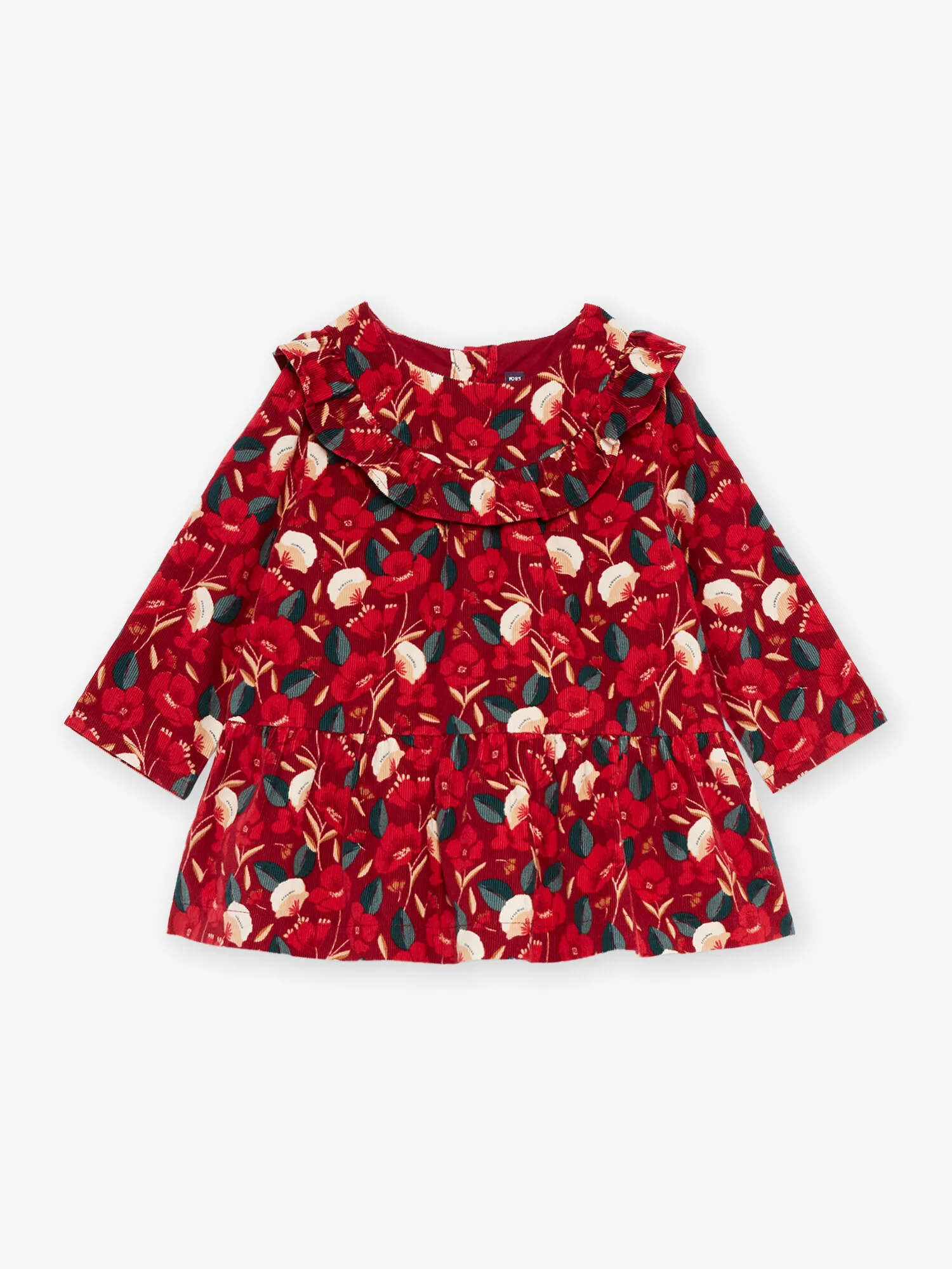 Robe rouge à imprimé fleuri en velours côtelé