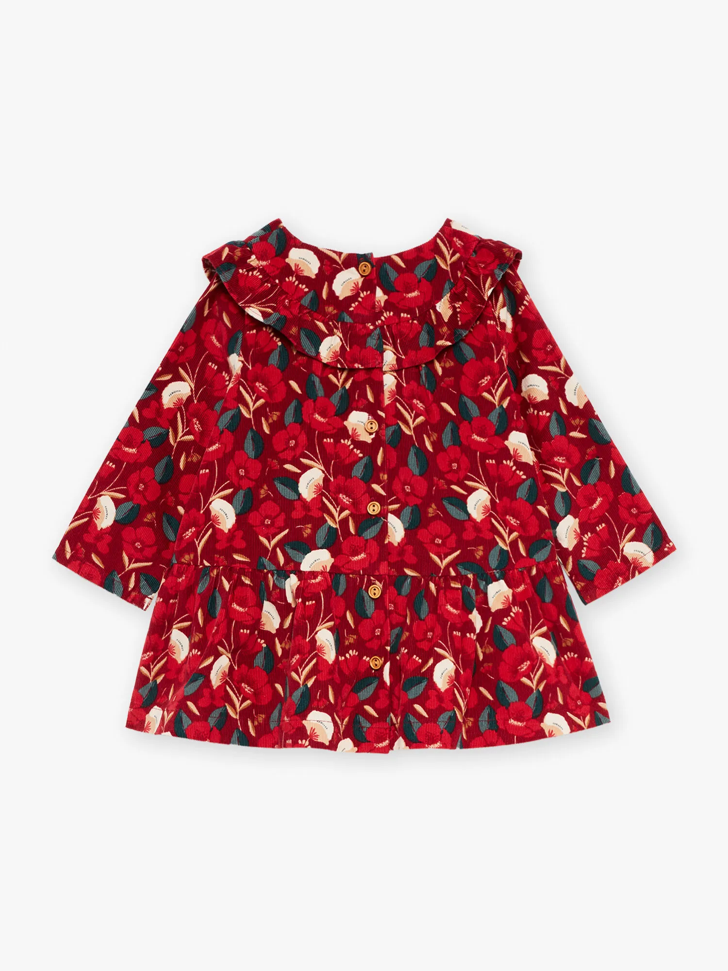 Robe rouge à imprimé fleuri en velours côtelé