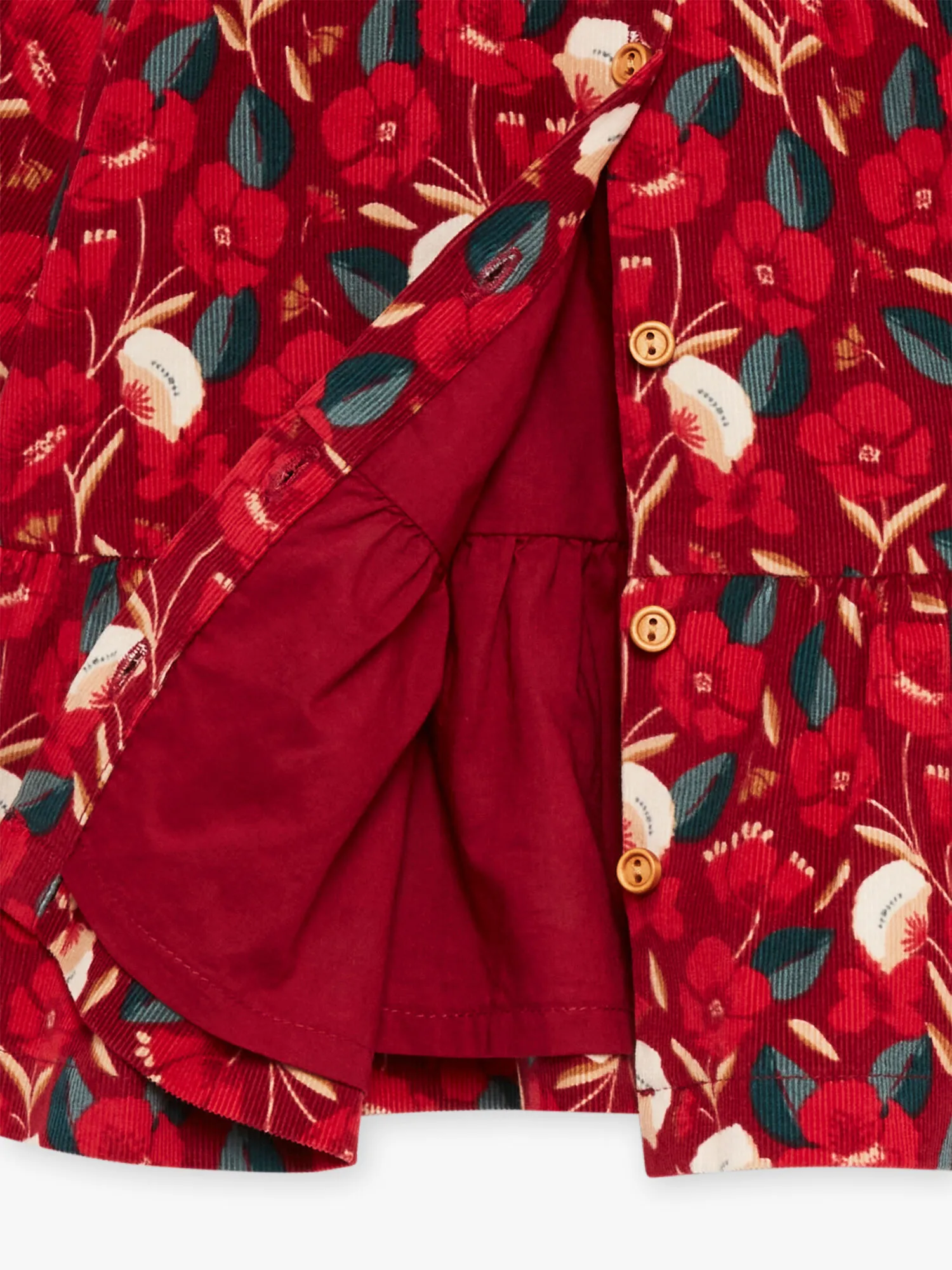 Robe rouge à imprimé fleuri en velours côtelé