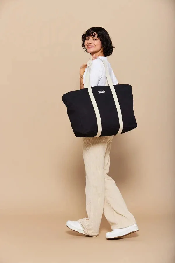 Sac cabas Noir en coton bio - Jean
