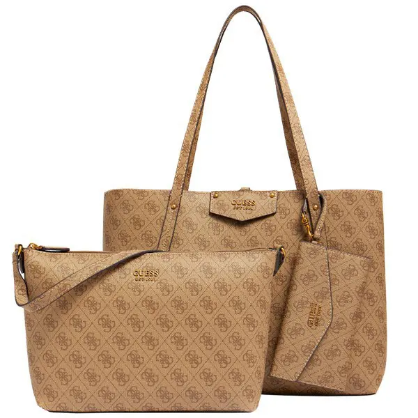 Sac shopping eco Brenton Beige Multi | Guess - Gandy.fr