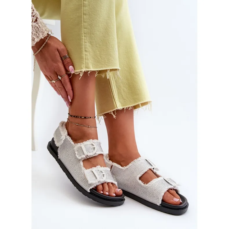 Sandales en jean décorées pour femmes blanches Irmale