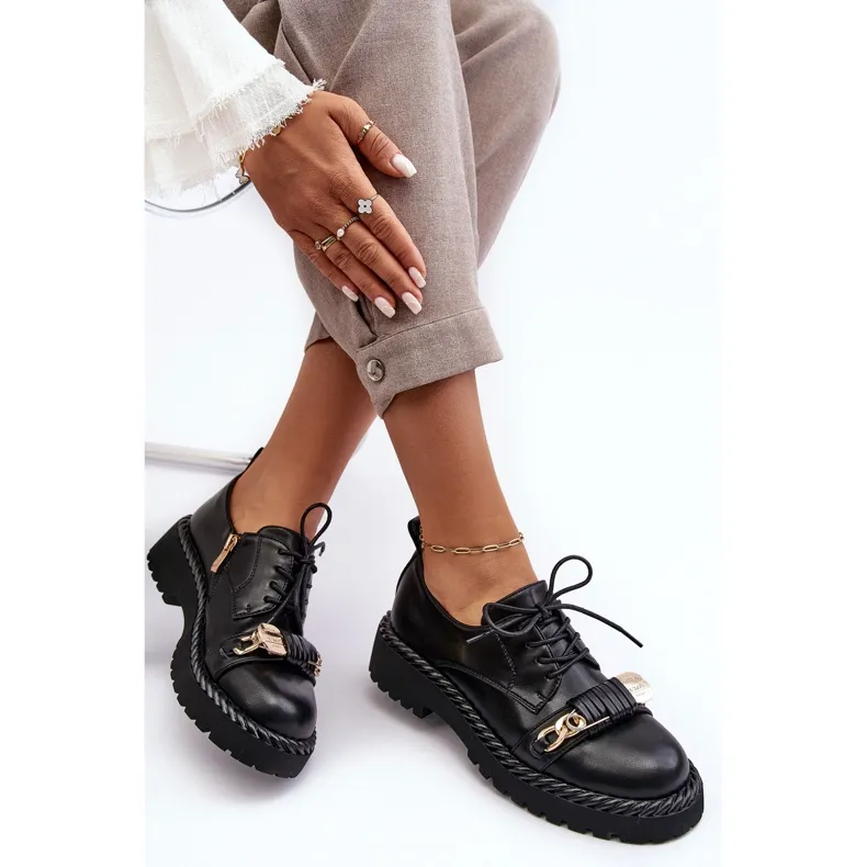 S.Barski Chaussures en cuir pour femmes D&amp;A MR870-80 Noir le noir