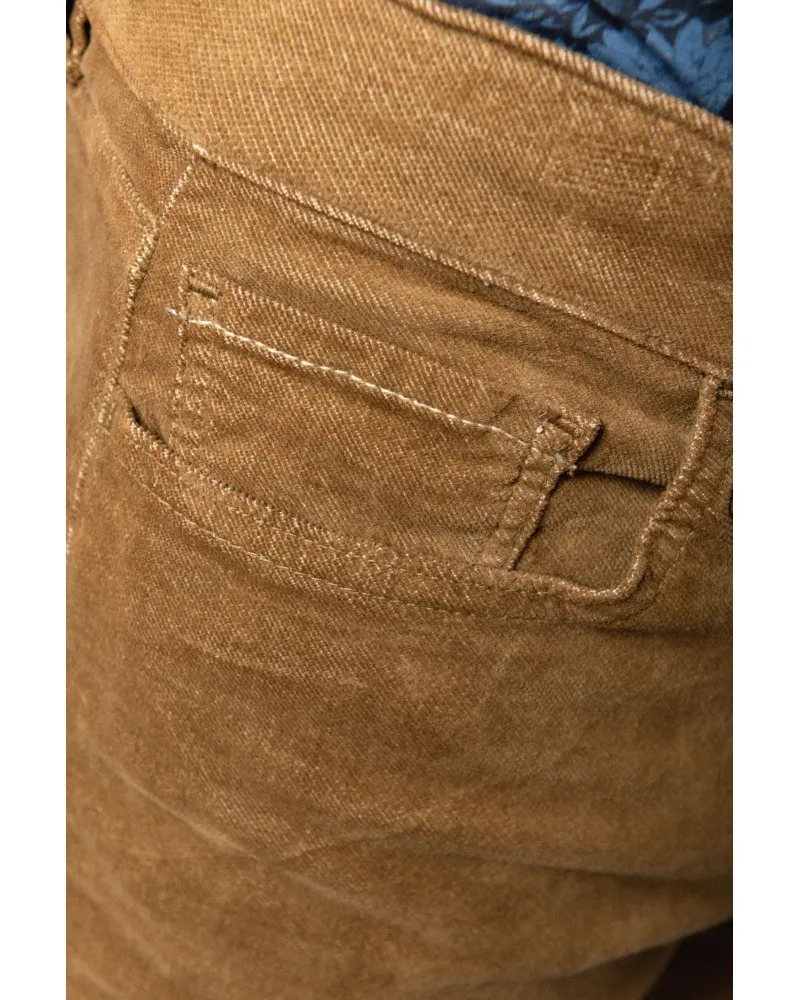 Serge Blanco Pantalon en velours grande taille camel - Size-factory