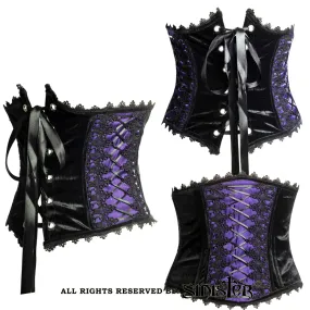 Serre-taille gothique SINISTER en velours noir et violet