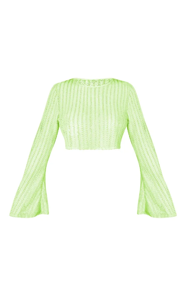 Shape Crop top texturé vert citron à manches longues