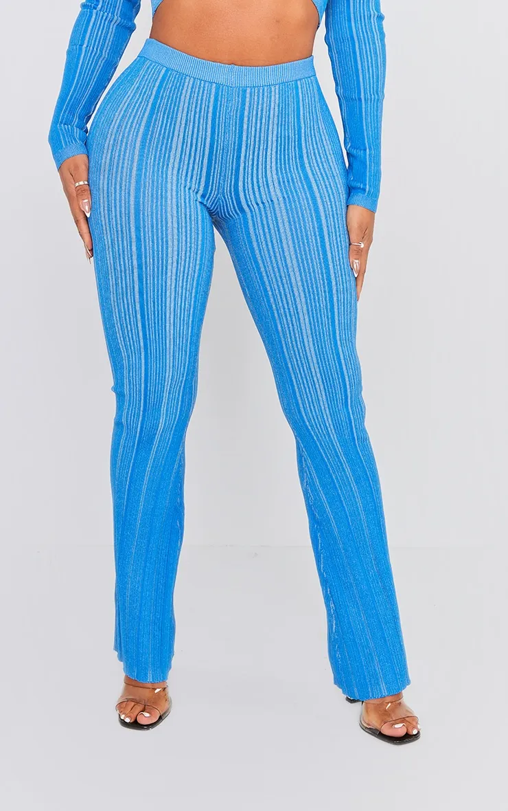 Shape Pantalon flare en maille tricot contrastée bleu