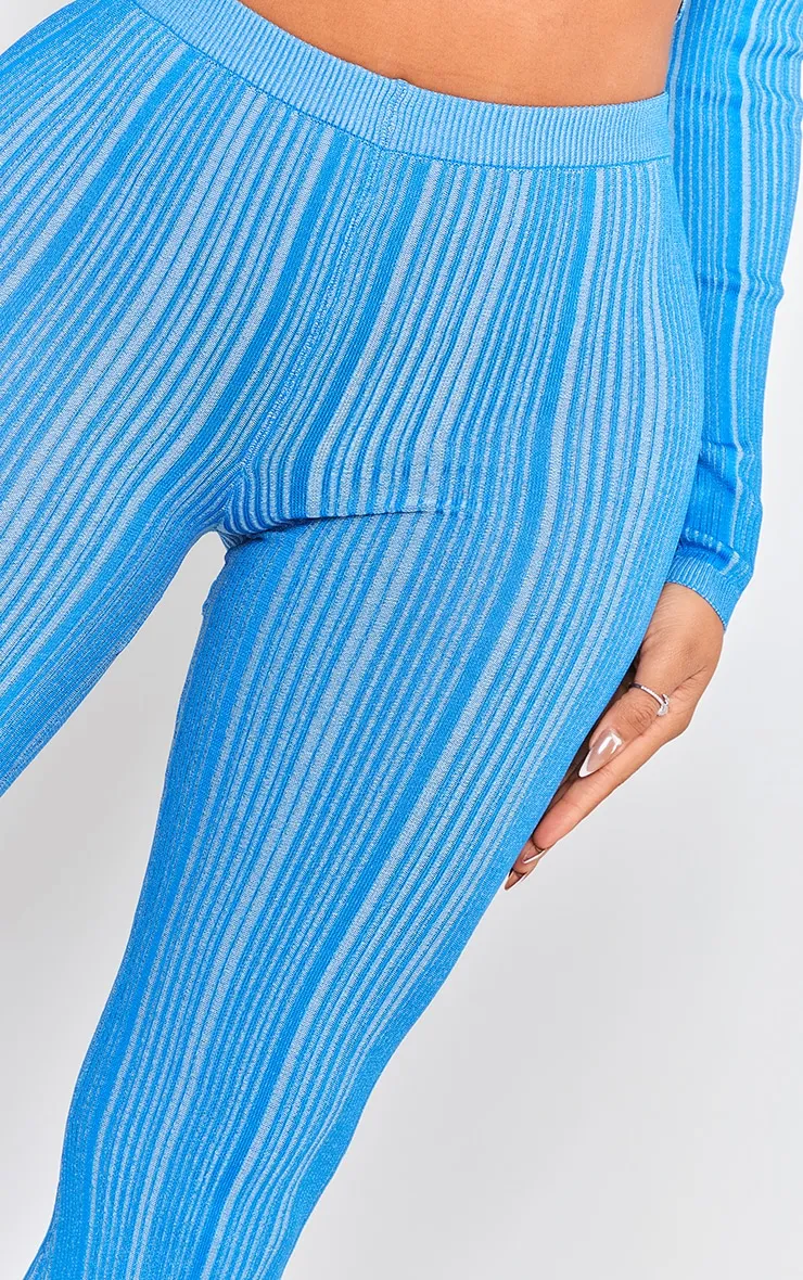 Shape Pantalon flare en maille tricot contrastée bleu