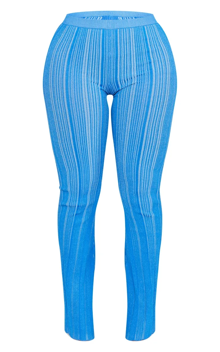 Shape Pantalon flare en maille tricot contrastée bleu