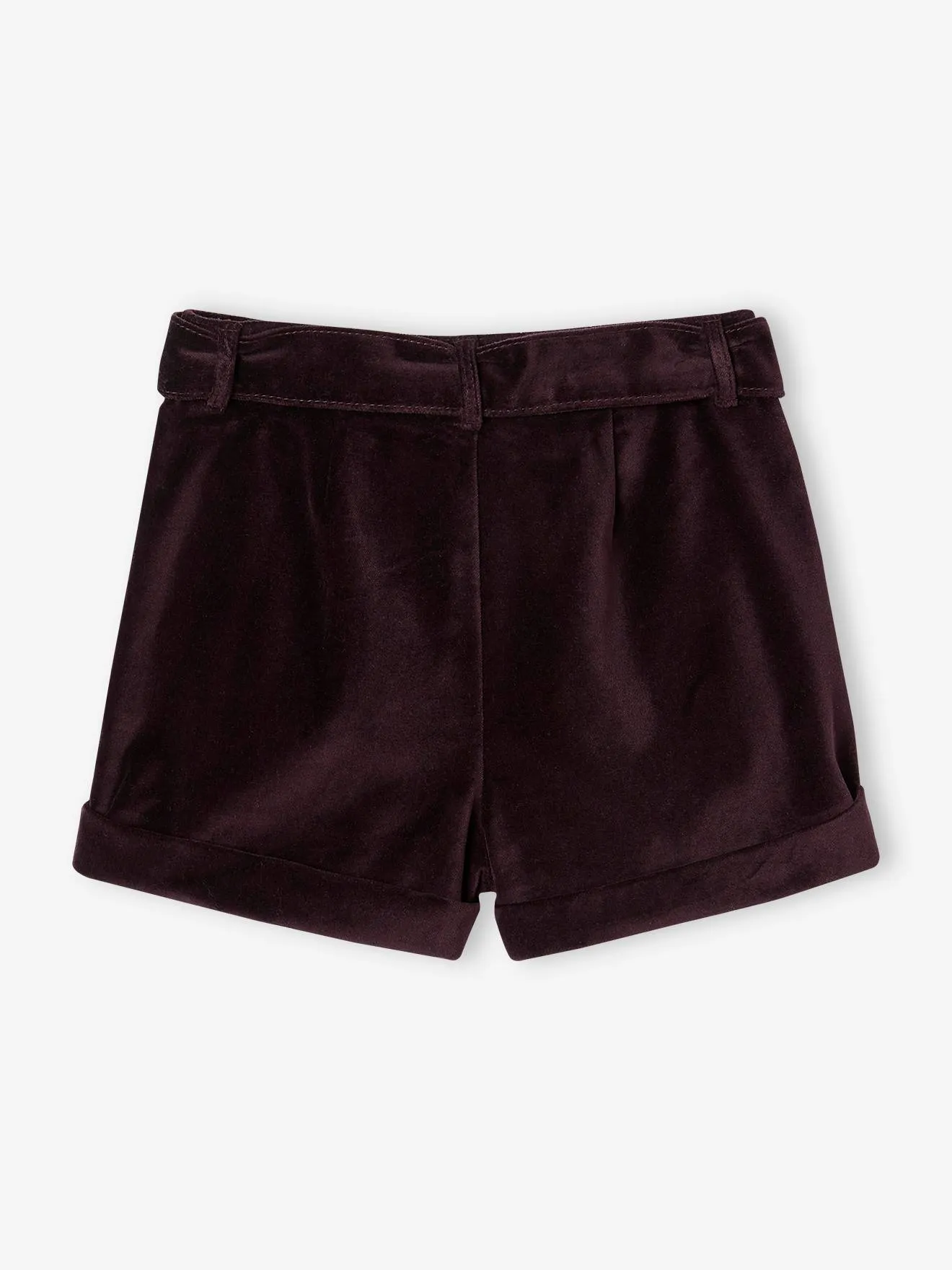 Short fantaisie en velours lisse fille aubergine - Vertbaudet