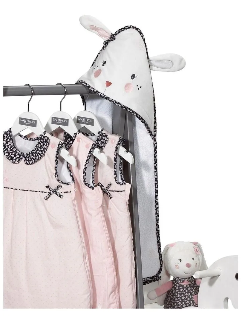 Sortie de bain lapin 75x75cm et gant en coton  blanc - SAUTHON - Blanc