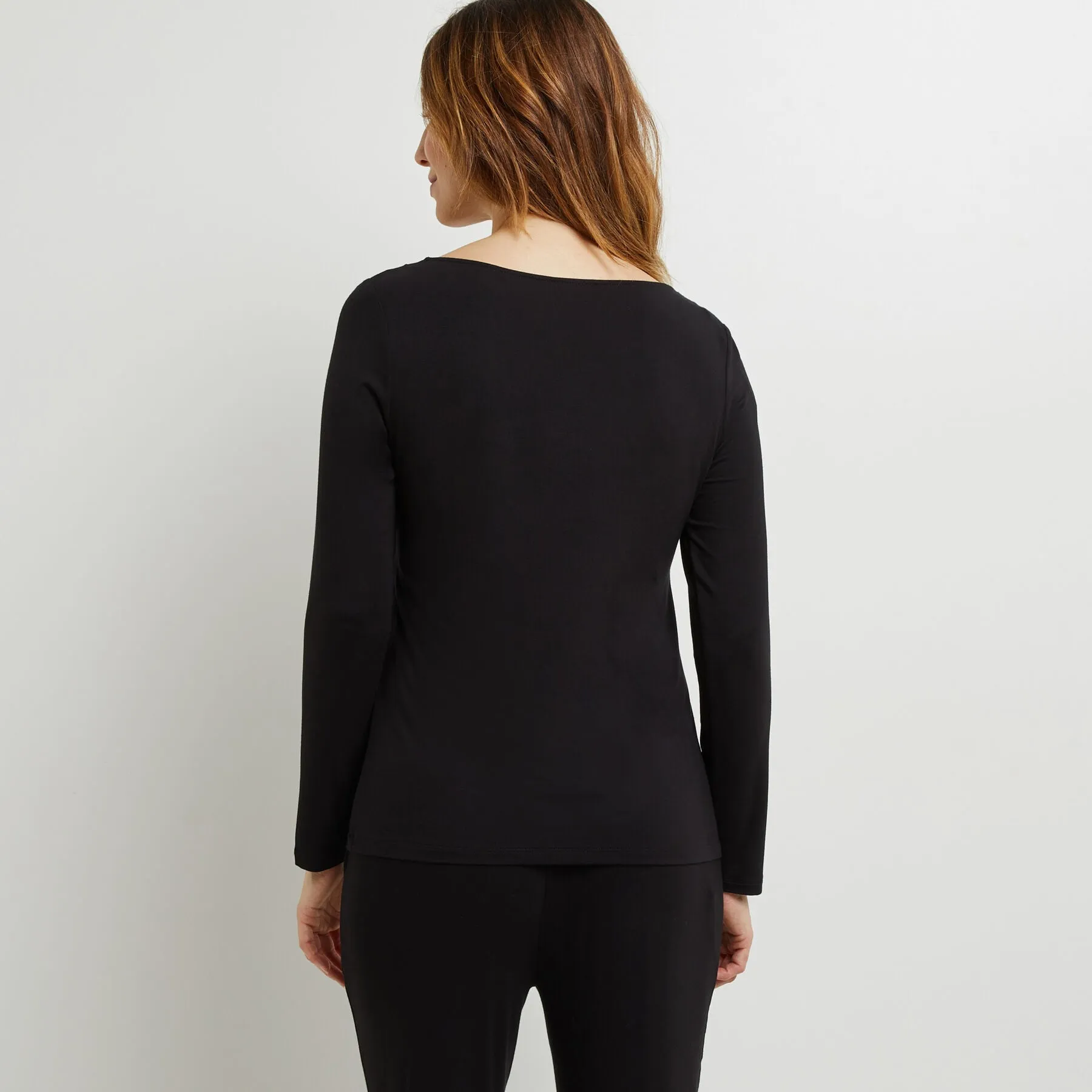 T-SHIRT MANCHES LONGUES VISCOSE NOIR | RougeGorge