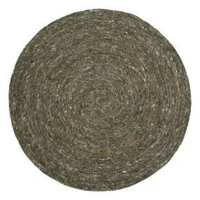 Tapis rond laine feutrée NEETHU olive taille S | 3 Suisses