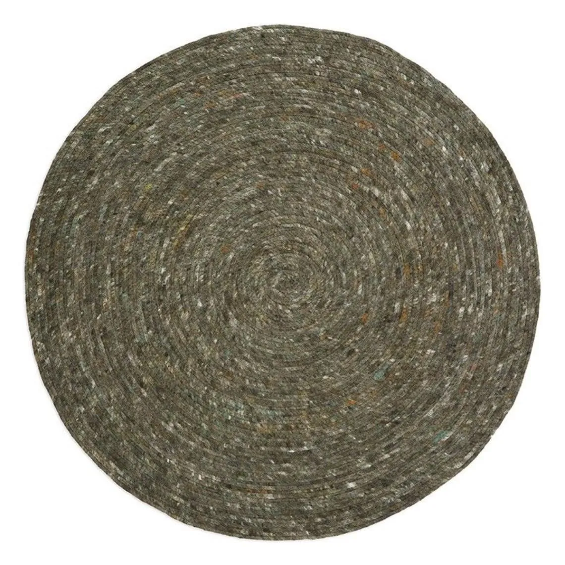 Tapis rond laine feutrée NEETHU olive taille S | 3 Suisses