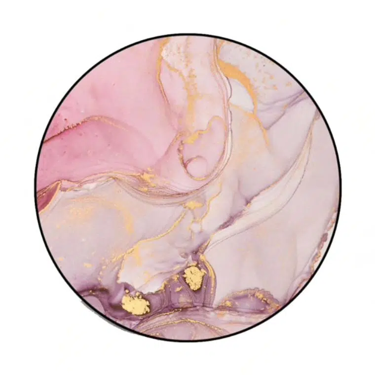 Tapis rond tendance rétro effet marbre rose • Vintage Univers