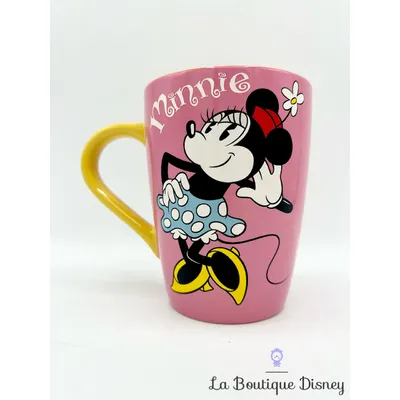 Tasse Minnie Mouse rétro vintage Disney Store 2016 mug rose jaune