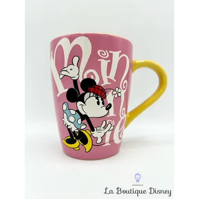 Tasse Minnie Mouse rétro vintage Disney Store 2016 mug rose jaune