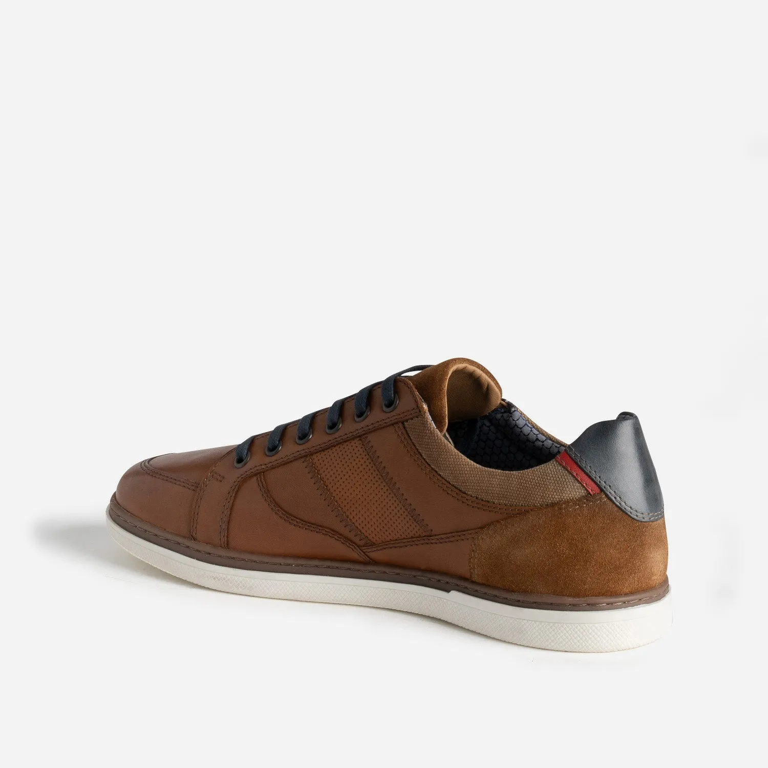 Tennis cognac cuir contrefort bleu marine - Baskets / Tennis Homme | ERAM