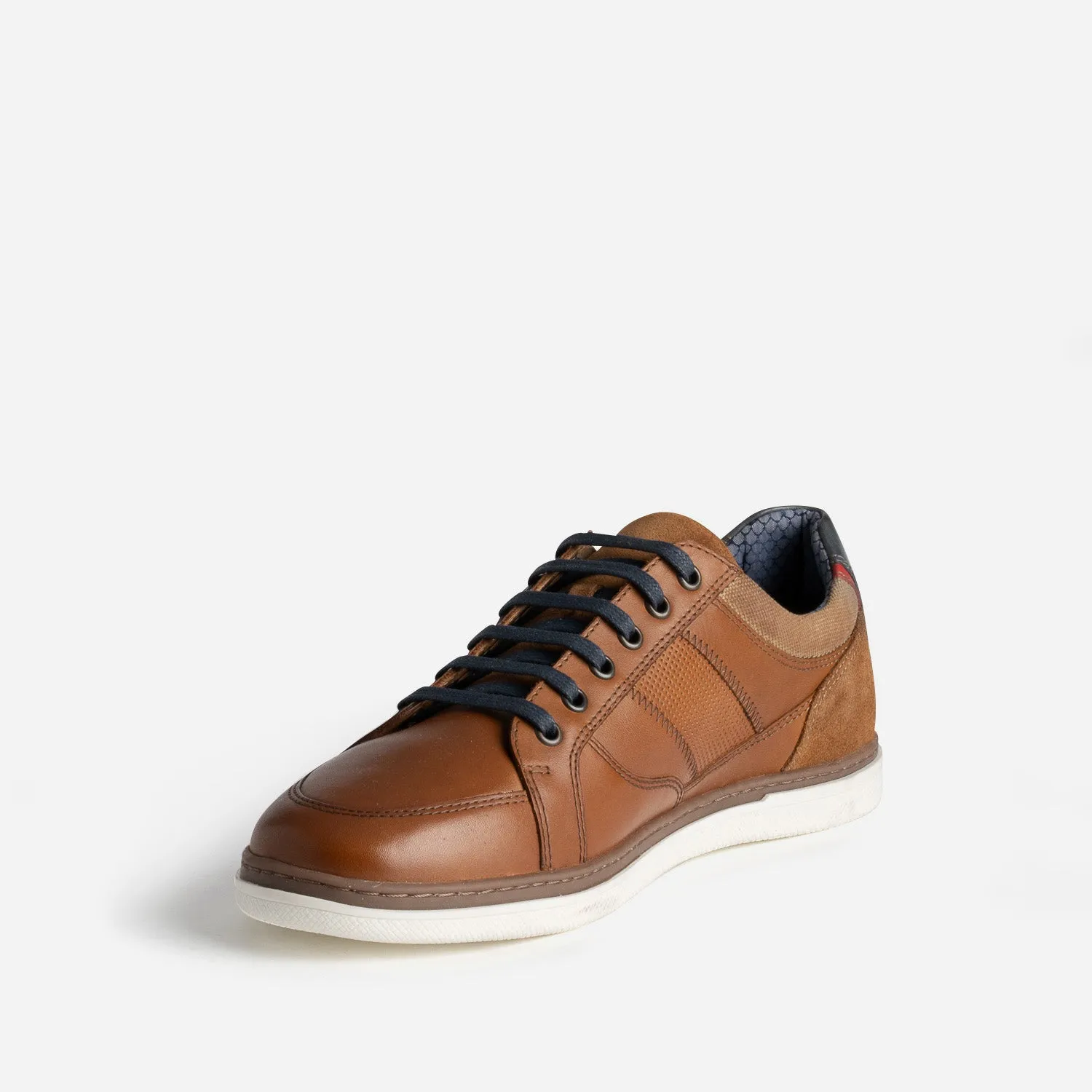 Tennis cognac cuir contrefort bleu marine - Baskets / Tennis Homme | ERAM