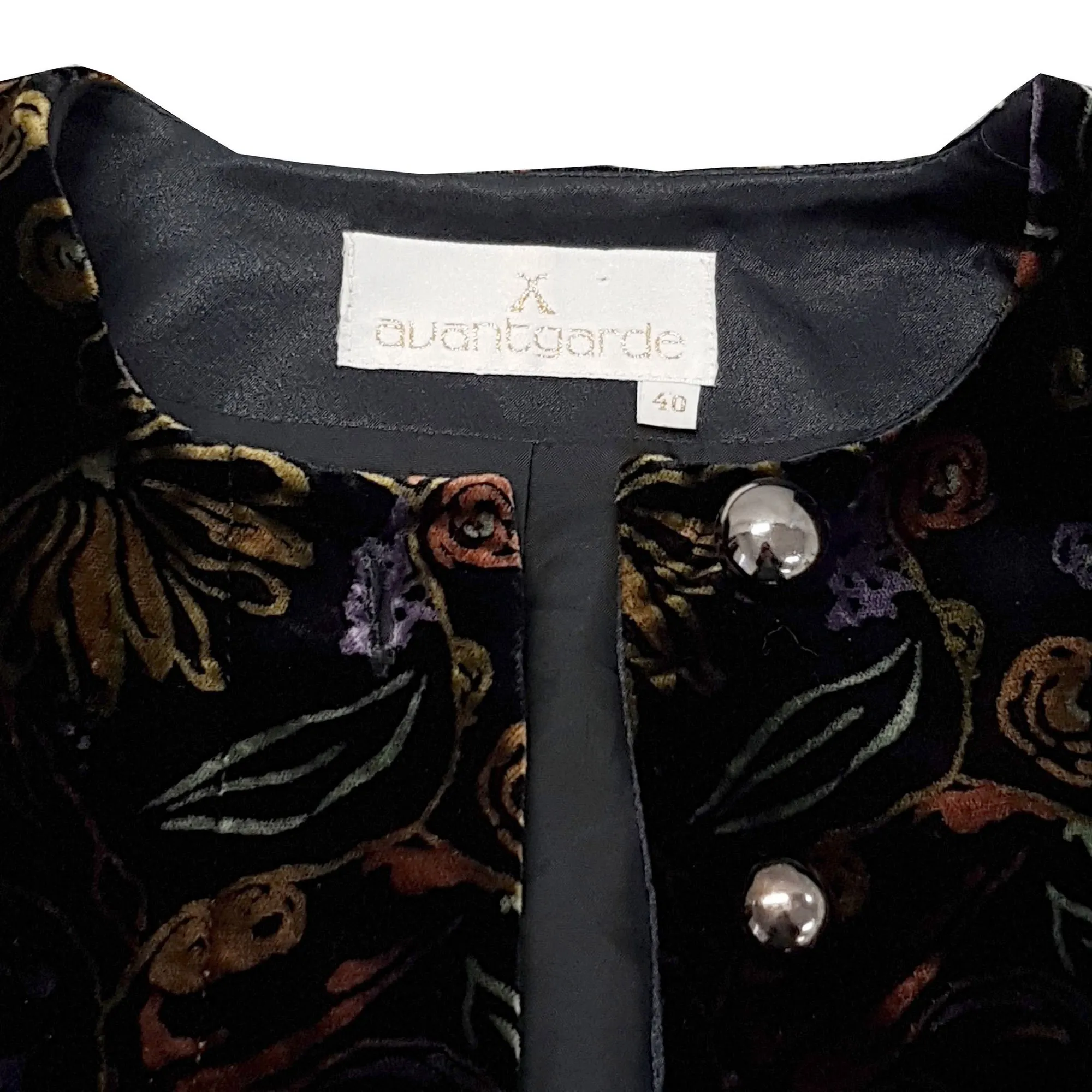 Veste Boléro Avantgarde T 40 en velours imprimé floral Vintage