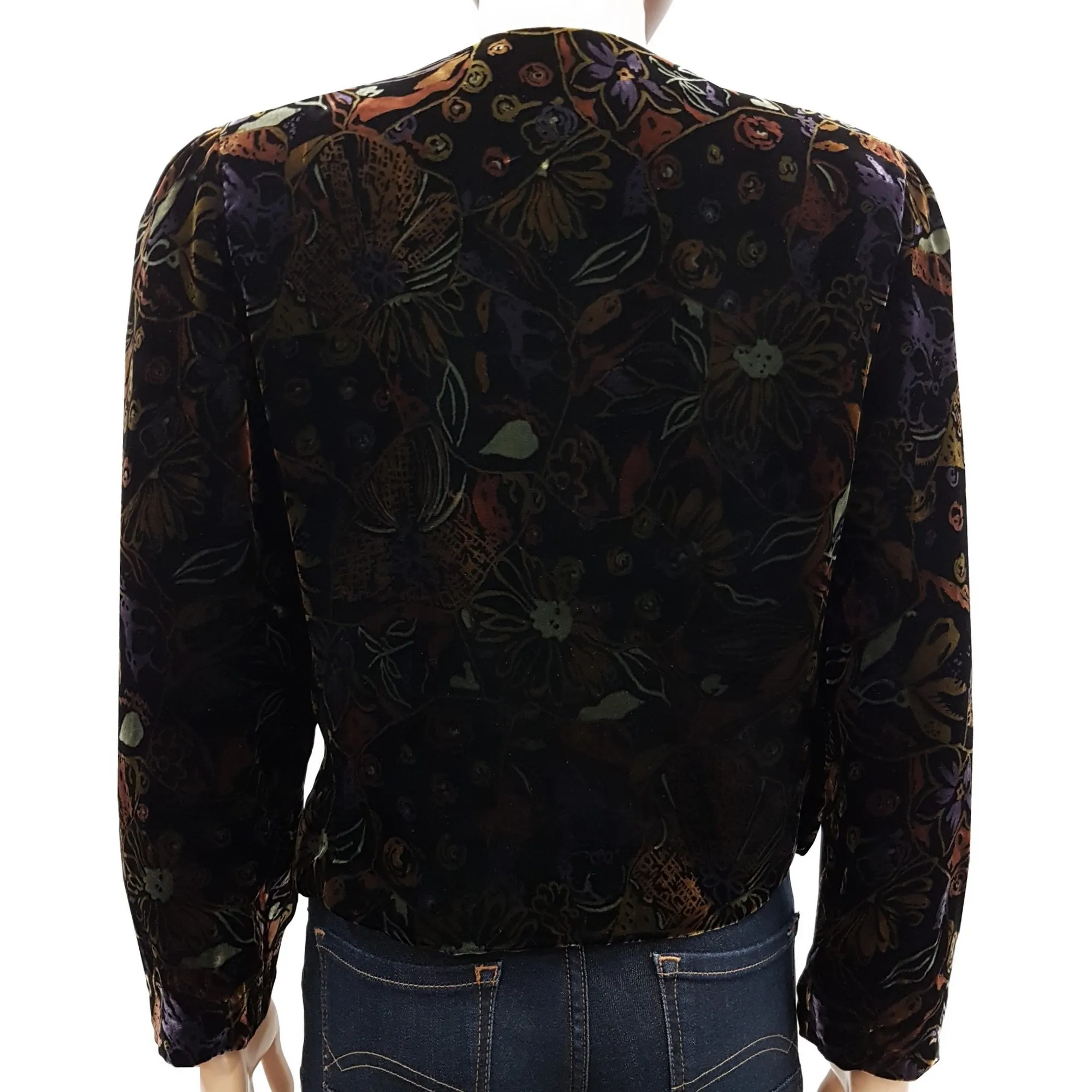 Veste Boléro Avantgarde T 40 en velours imprimé floral Vintage