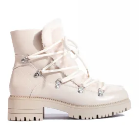 W. Potocki Bottes de neige femme beiges avec fourrure Potocki